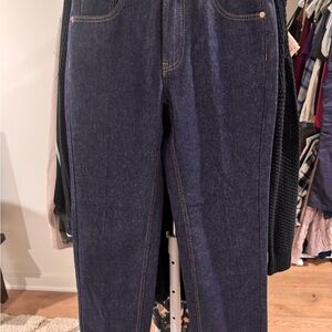 MYOURSA Dark Wash High-Rise Straight Leg Jeans XS